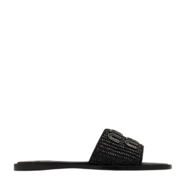 Miu Miu Logo Slipper Black