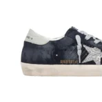Golden Goose Super-Star in blue suede with silver glitter star and leather heel tab(Women's) - Image 3