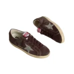 Golden Goose Super-Star in brown suede with silver glitter star(Women's) - Image 2