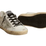 Golden Goose white leather Super-Star with glittery heel tab(Women's) - Image 3