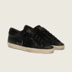 Golden Goose Super-Star LTD in black croc-print leather with black suede star and heel tab(Women's) - Image 2