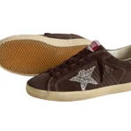 Golden Goose Super-Star in brown suede with silver glitter star(Women's) - Image 3