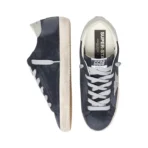 Golden Goose Super-Star in blue suede with silver glitter star and leather heel tab(Women's) - Image 4