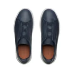 ZEGNA NAVY BLUE DEERSKIN TRIPLE STITCH™ SNEAKERS - Image 4