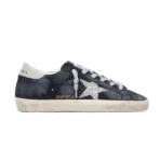 Golden Goose Super-Star in blue suede with silver glitter star and leather heel tab(Women's)