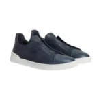 ZEGNA NAVY BLUE DEERSKIN TRIPLE STITCH™ SNEAKERS - Image 2