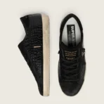Golden Goose Super-Star LTD in black croc-print leather with black suede star and heel tab(Women's) - Image 4