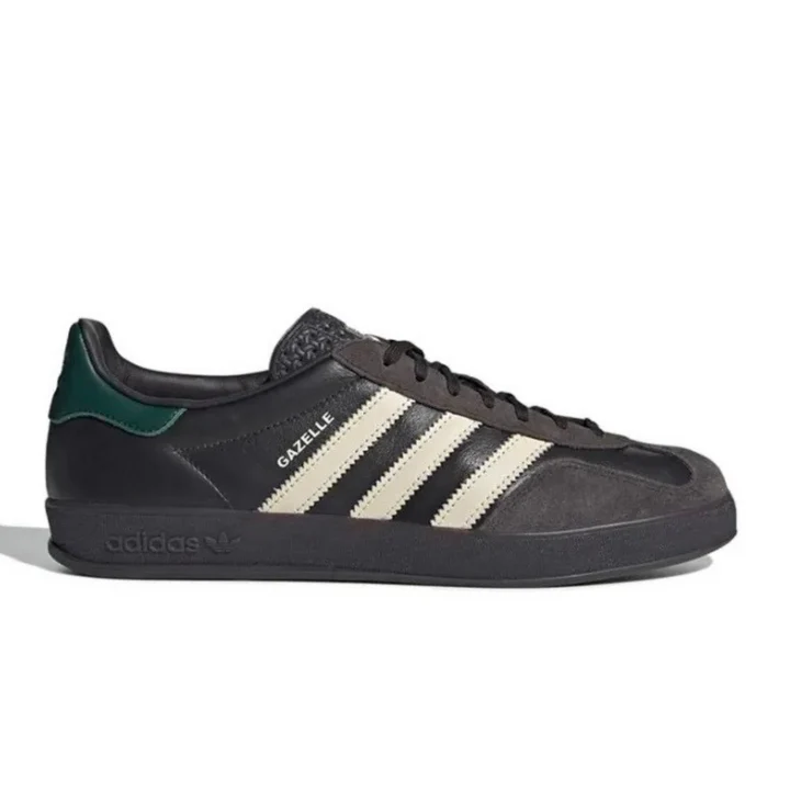 87E2091A-F946-49B9-ACFC-523B377738F1.webp Adidas Gazelle Indoor – Leather 'Black Brown Green' - Image 1
