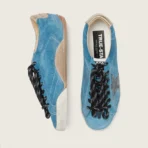Golden Goose True-Star in teal suede with black star and cream heel tab(Women's) - Image 3