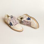 Golden Goose Ball Star in nappa leather with blue suede star and platinum leather heel tab(women) - Image 2