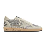Golden Goose Ball Star in silver glitter with ice-gray suede inserts(women)